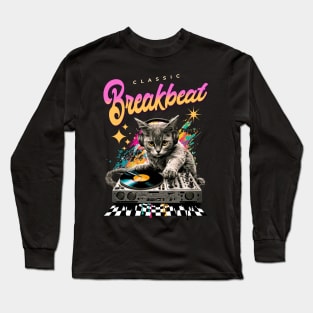 BREAKBEAT  - Cat Dj checker floor Long Sleeve T-Shirt